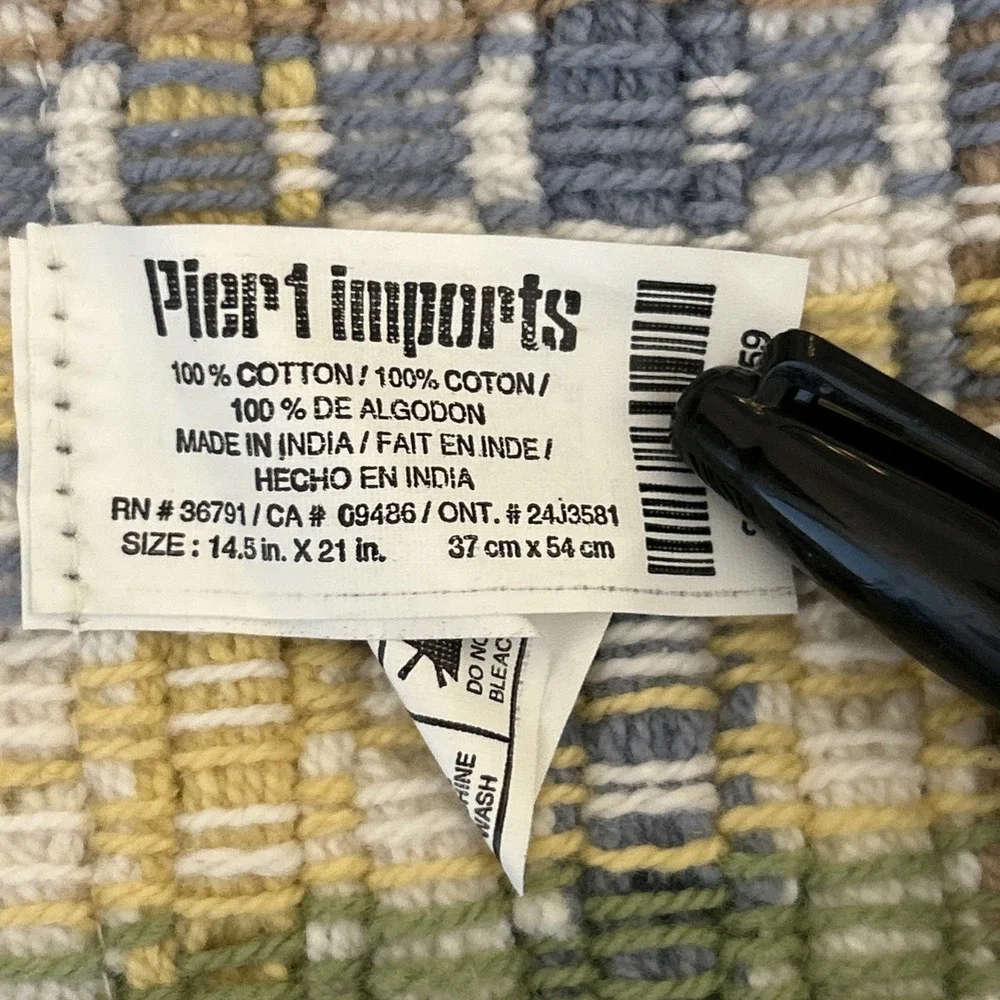 Pier 1 Imports Set of 4 Cotton‎ Woven Plaid Placemats Multi Color Linens